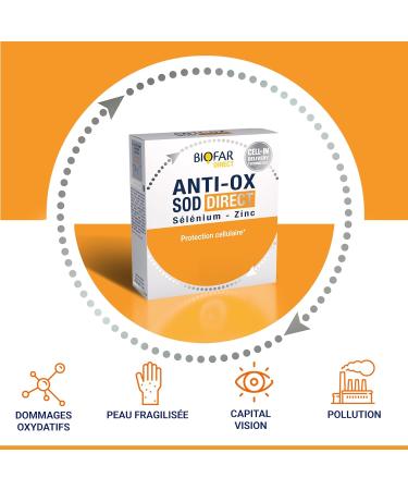 BIOFAR - ANTI-OX SOD DIRECT - Food supplement - Cellular protection and immune defenses - Fruity taste - No sugars or artificial colors - 14 Orodispersible Sticks (No Water) - 35g - Buy Online on GoSupps.com