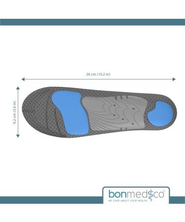 Buy bonmedico High Performance Gel Insoles for Sports & Leisure - Shock Absorbing Foot Support for Women & Men - Ideal Cushioning & Comfort (1 Pair Size 10-10.5 USW - Buy Online on GoSupps.com