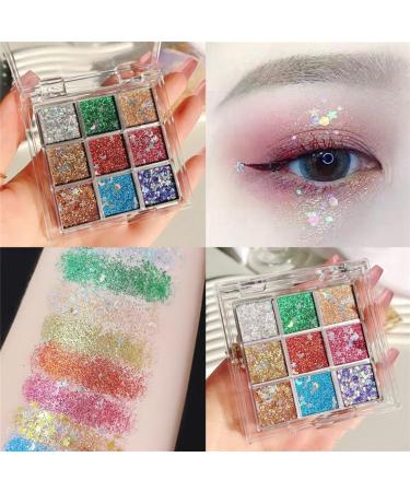  HADAVAKA Glitter Eyeshadow Palette Neon Eye Shadow Makeup 9 Color Eye Shadow Palettes For Stunning Palette Eye Glitter Makeup Glitter Shimmer Eye Make-up For Eyes Face Lips Body (01#) - Buy Online on GoSupps.com