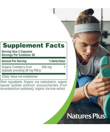NaturesPlus Organic Cranberry 500 mg - 60 Capsules - Helps Promote Healthy Urinary Tract - USDA Certified Organic Vegan Gluten Free Non-GMO - 30 Servings - Buy Online on GoSupps.com