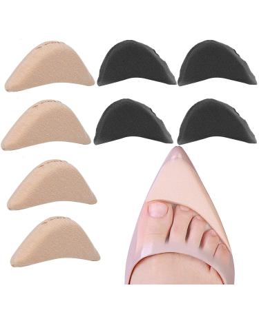 Toe Inserts for Shoes Too Big, 4 Pairs Shoe Inserts for Women Men, Foam Toe Filler, Shoe Fitters, Black and Beige Non-Adjustable