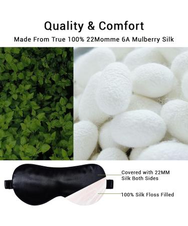 22Momme Mulberry Silk Eye Mask for Comfortable Sleeping - Blackout Sleep Mask with Pure Silk Filler - Gift Set - One Size Black - Buy Online on GoSupps.com