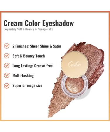 Oulac Warm Peach Glitter Cream Eyeshadow - Moisturizing Formula, Multi-Use Metallic Eye Makeup - Waterproof & Highly Pigmented - 0.42 oz - Buy Online on GoSupps.com