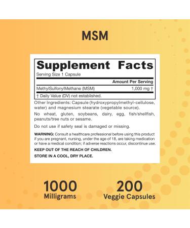 Jarrow Formulas MSM 1000 mg - 200 Veggie Capsules for Joint Health & Recovery - Buy Online on GoSupps.com