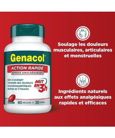 Genacol Fast Action | Fast Relief of Back Pain and Muscle Pain | Turmeric Curcumin Black Sesame Seed Oil and Boswellia | Plant-Based Softgels (60 Softgels) 1 count (Pack of 60) - Buy Online on GoSupps.com