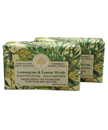 Wavertree & London Lemongrass and Myrtle Australian Natural Luxury Soap Bar 7 Ounces (2 Bars) Lemongrass & Lemon Myrtle