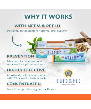 Auromere Ayurvedic Herbal Toothpaste Classic - 4.16 oz (117 g) | Natural Oral Care - Buy Online on GoSupps.com