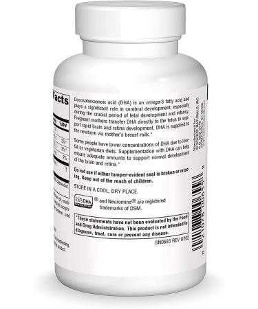 Source Naturals DHA Neuromins 200mg Non-Fish Omega-3 Softgels - Brain Health Supplement, 120 Count - Buy Online on GoSupps.com