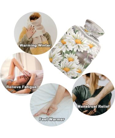 Naanle 1L Hot Water Bottle with Lid - Daisy Flower Design | Pain Relief & Heat Therapy for Back Hands and Feet - Buy Online on GoSupps.com