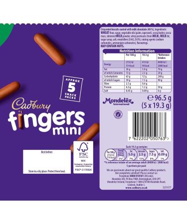 Cadbury Mini Fingers Biscuits 96.5g - Delicious Chocolate Treats - Buy Online on GoSupps.com