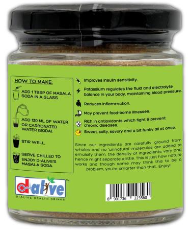  d alive Masala Soda Instant Drink Premix Sugar-free 100% Natural Ultra-Low Gi Vegan Diabetes and Keto-friendly No Emulsifier and Tasty Packed in Glass Jars (3.8 Oz) - Buy Online on GoSupps.com