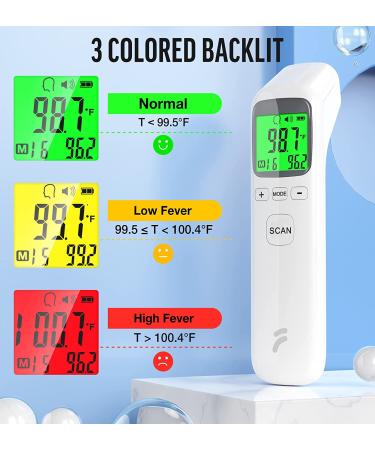 Digital No-Touch Forehead Thermometer for Adults and Kids - Fever Alert, Object Mode, 32 Memory Recall - Instant Accurate Reading - White - Buy Online on GoSupps.com
