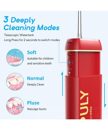 Enpuly Cordless Water Flosser for Teeth - Rechargeable Dental Oral Irrigator with 5 Jet Tips, 3 Modes, IPX8 Waterproof - Portable for Travel & Home Use (Red Gold) - Buy Online on GoSupps.com