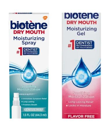 Biotene Moisturizing Mouth Spray Gentle Mint 1.5 FL OZ with Bonus Biotene Oralbalance Alcohol Free Dry Mouth Moisturizing Gel Unflavored 1.5 Oz