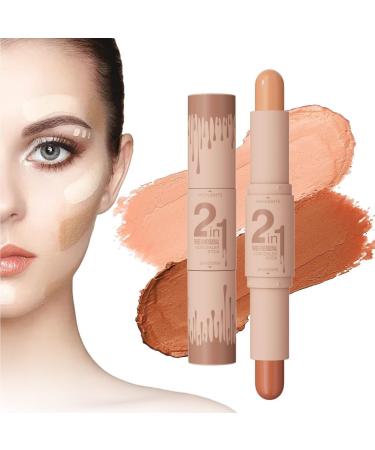 GMVVAC Two-Tone Cream Contour Stick, 2 in 1 Contour Stick, Multi-Use Double-Ended Contour and Highlighter Stick