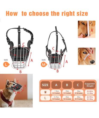 Metal Face Basket Dog Muzzle for Large & Medium Dogs | Breathable & Adjustable Leather Leash - Size M - Buy Online on GoSupps.com
