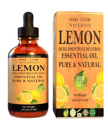 Lemon Essential Oil Large 4 oz by Mary Tylor Naturals 100% Pure Essential Oil Therapeutic Grade 100% Pure and Natural Perfect for Aromatherapy and Much More by Mary Tylor Naturals