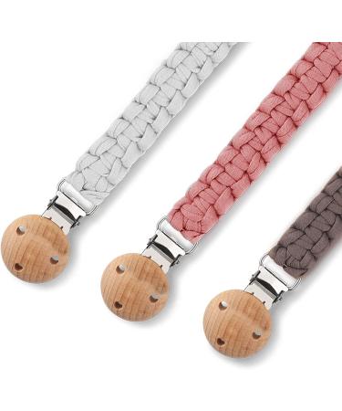 Shop LUVADEYO Hand-Woven Cotton Pacifier Chain | Modern Baby Accessories | White Khaki & Powder Colors for Stylish Parenting - Buy Online on GoSupps.com