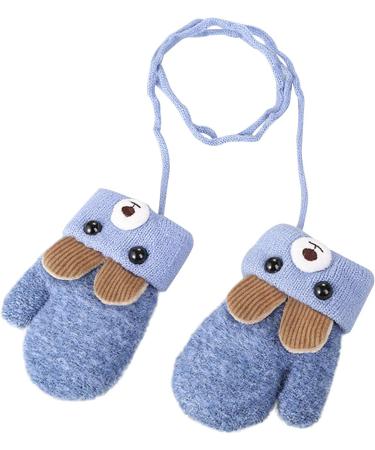 Infant Toddlers Winter Mittens | Cute Cartoon Gloves for Baby Girls Boys 0-3 Years | Plush Padded Knitted Mittens - Light Blue - Buy Online on GoSupps.com