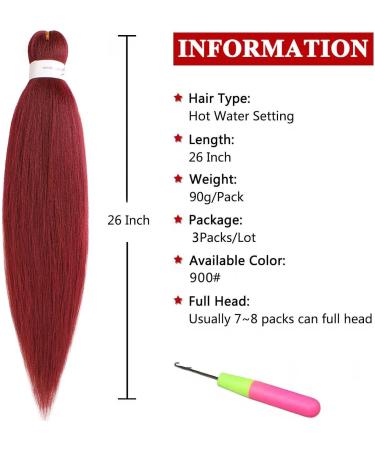 Xtrend 26 Inch Braiding Hair Pre Stretched 8 Packs Kanekalon Jumbo Braiding Hair Extensions High Temperature Synthetic Fiber Hair Extension for Box Braids Crochet Braids Braiding Hair (900#) 26 Inch (Pack of 8) 900# - Buy Online on GoSupps.com