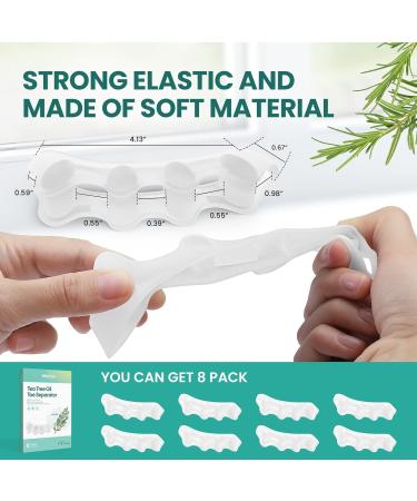 Tea Tree Oil Infused Toe Spacer Bunion Corrector - 8 Pcs Gel Separator for Hammertoes, Yoga Practice - Men & Women - Buy Online on GoSupps.com