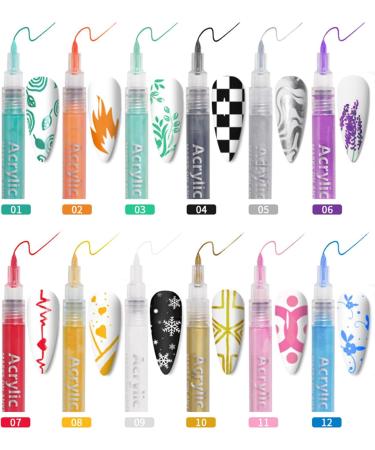 12PCS/Set Nail Art Pens 12 Colors Nail Polish Pens Quick Dry Nail Art Paint Smooth Graffiti Dotting Pen Waterproof Drawing Painting Nail Polish Design Pens - Buy Online on GoSupps.com