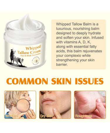 HUYEHF Beef Tallow for Skin Beef Tallow and Honey Balm for Skin & Face Deeply Nourishing Face Body Moisturizer for Dry Care & Anti-Aging- 60g - Buy Online on GoSupps.com