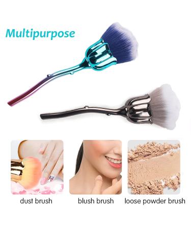 JERCLITY 2 Piece Rose Makeup Brushes Set - Large Face Powder & Blush Brush Kabuki Powder Brushes for Women & Girls (Blue White/Gray White - Buy Online on GoSupps.com