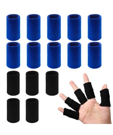 20 PCS Finger Sleeves Protectors, Sport Finger Sleeves Finger Splints Thumb Finger Brace Support Elastic Thumb Sleeves for Relieving Pain Arthritis Trigger Finger(Blue Black) Blue,black