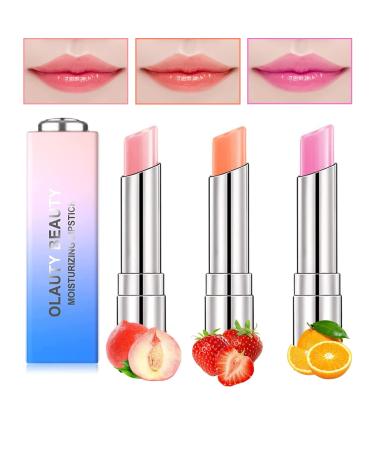 Deepmind 3 Pcs Crystal Jelly Lipstick Magic Lip Color Changing Lip Balm PH Clear Temperature Color Changing Lipstick Long Lasting Nutritious Moisturizing Lip Gloss