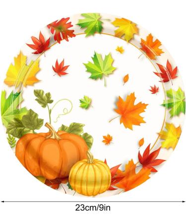 Thanksgiving Plates Cups and Napkins | Thanksgiving Plates and Napkins Supplies | Maple Leaves Pumpkin Autumn Thanksgiving Harvest Decoration Harvest Tableware Set for Fall The 9 Inch Tray - Buy Online on GoSupps.com