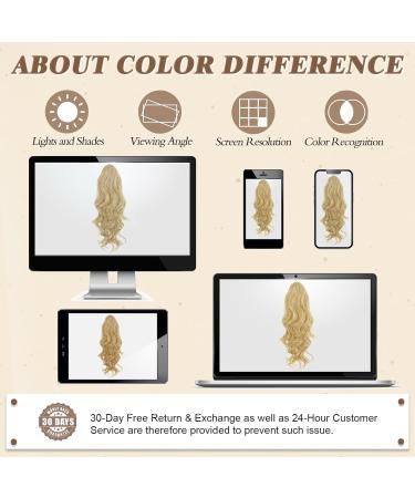 BARSDAR Short Wavy Ponytail Extension - 16'' Light Ash Blonde Mixed | Clip-in Synthetic Hairpiece for Women - Buy Online on GoSupps.com