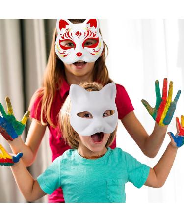 Holidyoyo Cat Mask - 3 Pieces White DIY Half-Face Masks for Halloween Cosplay & Maskerade Parties | Therian-Masks - Buy Online on GoSupps.com