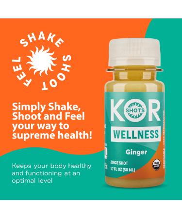 KOR Shots Ginger Cayenne Energy Boost Shot - 12 Pack x 1.7 Fl Oz - USDA Organic Wellness Shot - Buy Online on GoSupps.com