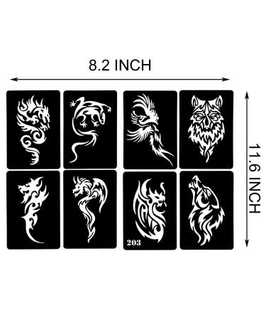 Semi-Permanent Animal Tattoo Stencils - 6 Sheet Set for Men and Women | Fake Tattoos for Body Art - Buy Online on GoSupps.com