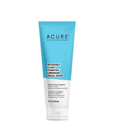 ACURE Incredibly Clear Charcoal Lemonade Facial Scrub | 100% Vegan | For Oily to Normal & Acne Prone Skin | Charcoal, Lemon & Blueberry - Exfoliates & Detoxifies | 4 Fl Oz (Packaging May Vary)