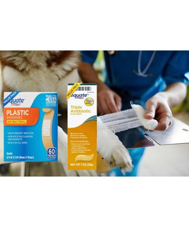 Equate First Aid Triple Ointment 1 oz & Medium Plastic Bandages 60 Count Bundle Value Pack 2 items 2.5 - Buy Online on GoSupps.com
