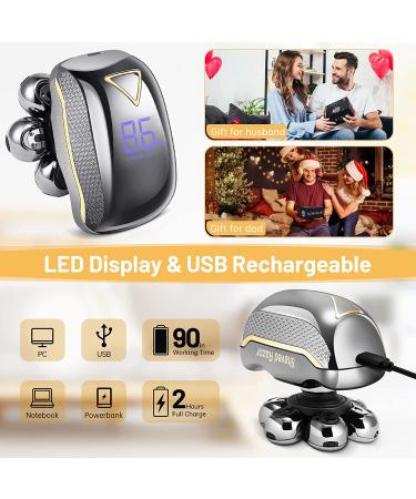 Men's Electric Head Shaver Razor - 6 in 1 Rechargeable Cordless Hair Shaving Grooming Kit for Bald Man - Waterproof Wet Dry Beard Trimmer with 7 Rotary Heads (Gray) - Buy Online on GoSupps.com