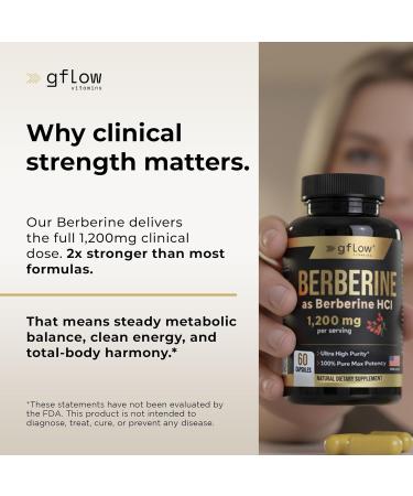 gflow vitamins Berberine HCl 1200 mg in Vegetable Capsules | Berberine Top Choices Made in The USA - Buy Online on GoSupps.com