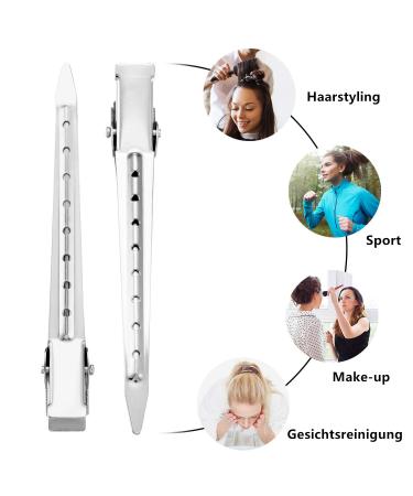 Voarge 24-Pack Silver Hair Clips - Metal Duck Bill & Alligator Curl Clips for Hairdressers | Durable Hair Clamps & Cut Clips - Buy Online on GoSupps.com