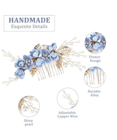 BOWINR 5 Pack Blue Flower Rhinestone Bridal Hair Comb - Handmade Pearl Crystal Hair Clip for Women - Ideal for Wedding, Prom, Bridesmaids - Buy Online on GoSupps.com