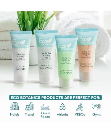 Eco Botanics 0.85 oz. Toiletries Set | All-In-One Amenities for Hotels, Airbnb & Rentals | Hotel Travel Size Shampoo, Conditioner, Body Wash & Lotion | 80 Piece Kit - Buy Online on GoSupps.com