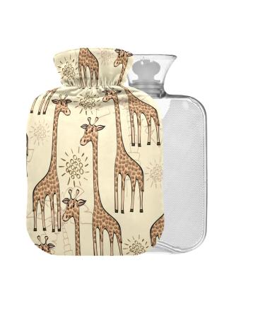Hot water bottle with cover 2 l large for pain relief hot and cold compress giraffe motif without BAP function