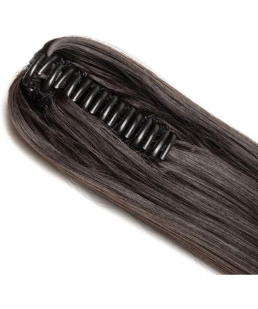 Long Short Claw Ponytail Hair Extension - Clip-in Synthetic Hairpiece, 21 Inch Dark Brown - Buy Online on GoSupps.com