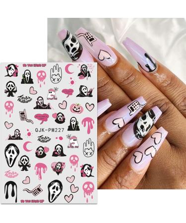 JMEOWIO 9 Sheets Halloween Nail Art Stickers Decals Self-Adhesive Pink Cute Ghost Nail Supplies Nail Art Design Decoration Accessories - Buy Online on GoSupps.com