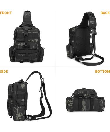 G-raphy Tactical Sling Backpack - Durable Molle Shoulder Bag for Hiking Camping & Travel - 01-CP Black - Buy Online on GoSupps.com