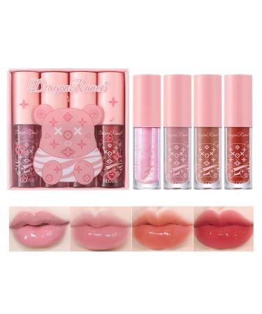 Leogony 4PCS Lipgloss Set Lip Gloss Sets for Teenage Girls Teen Girl Women Gifts Cute Lip Oil Hydrating Non-Sticky