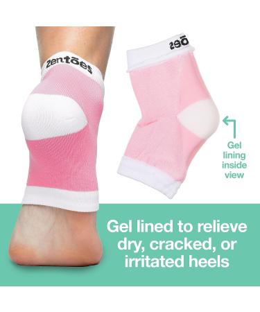 ZenToes Moisturizing Heel Socks - 2 Pairs Gel Lined Toeless Spa Socks for Dry, Cracked Heels - Heal While You Sleep - Regular Pink - Buy Online on GoSupps.com