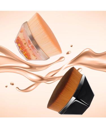 2 Pack Flat Top Kabuki Foundation Brush Set with Makeup Sponges - Pink Gold and Black - Buy Online on GoSupps.com
