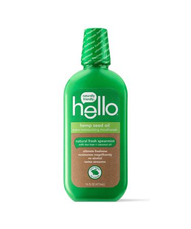 Hello Hemp Seed Oil Extra Moisturizing Mouthwash Fresh Spearmint 16 fl oz (Pack of 2)